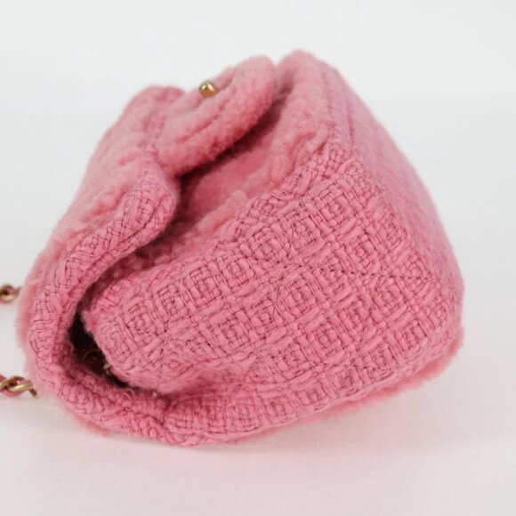 CHANEL Matelasse Chain Shoulder Bag Wool Pink Gold CC Auth 128240M - Picture 4 of 15